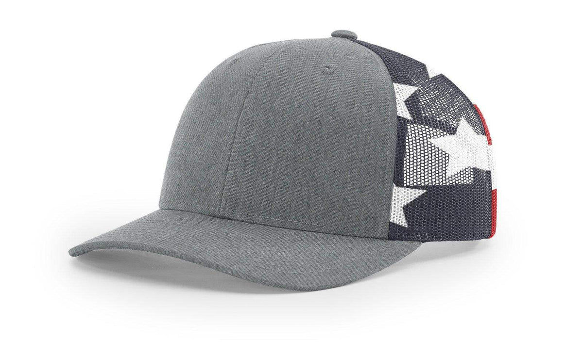 Richardson 112PM Printed Mesh Trucker Cap Hat Adjustable Snapback Closure American Flag Hat - Richardson - Ridge & River