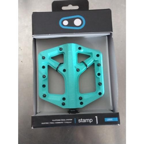 USED Crankbrothers Stamp 1 Bicycle Platform Pedal, Turquoise, Large - Crankbrothers - Ridge & River