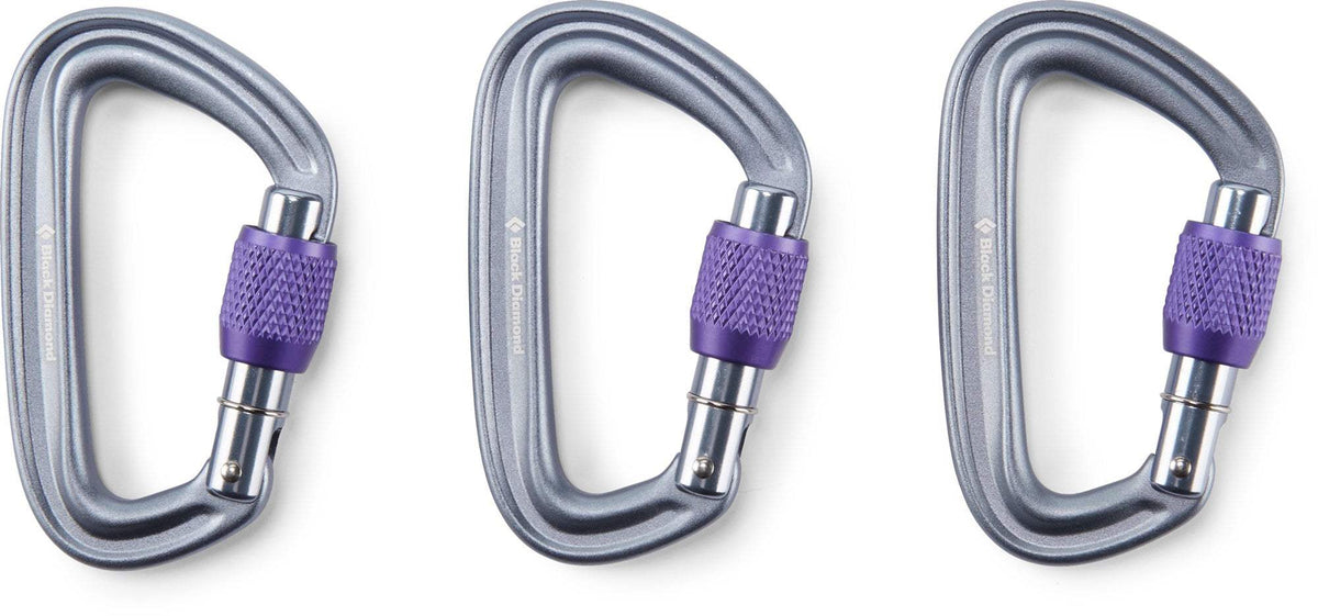 Black Diamond LiteForge Screwgate Carabiner 3-Pack |Ultra-Light Keylock Screwgate Carabiner 3-Pack for Climbing and Anchors