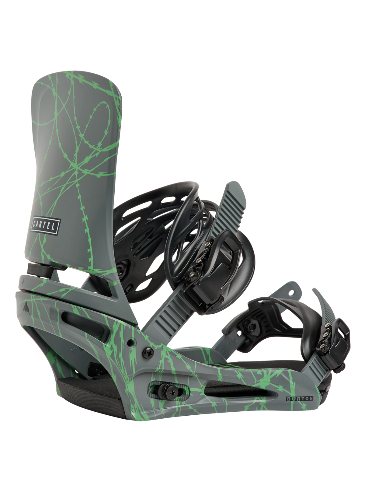 Burton Cartel Re:Flex Snowboard Bindings Men's - Gray/Green Voltage