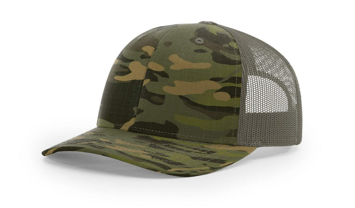 Richardson 112T Tactical Snapback Trucker Hat - Tactical Snapback Cap with No Button Crown and MultiCam Print