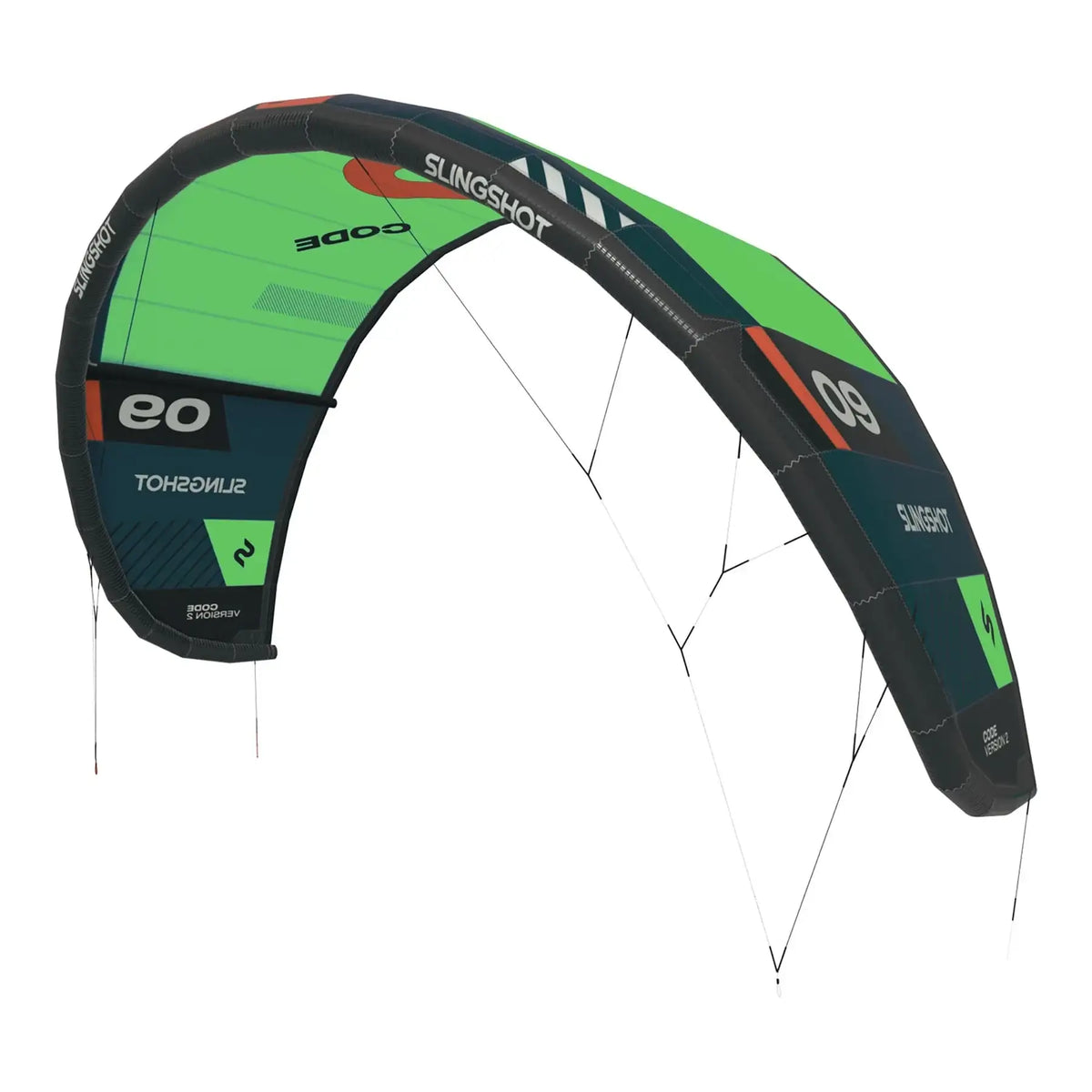 Slingshot Code V2 Kite – 3-Strut Freeride/Big Air, FrameLITE Airframe, TrimFlight Bridle, Hybrid Open C Canopy