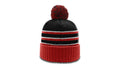 Richardson 134 Striped Beanie w/Cuff & Pom | Cozy Knit Beanie with Bold Stripes and Pom Detailing - Min. 12 Beanies Per Order, Mix & Match