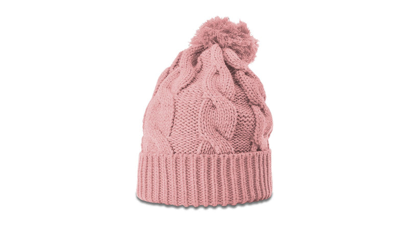 Richardson 141 Chunk Twist Knit Beanie w/Cuff & Pom - Min. 12 Beanies Per Order, Mix & Match