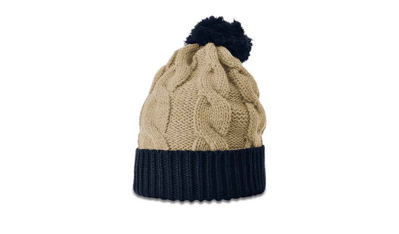 Richardson 141 Chunk Twist Knit Beanie w/Cuff & Pom - Min. 12 Beanies Per Order, Mix & Match