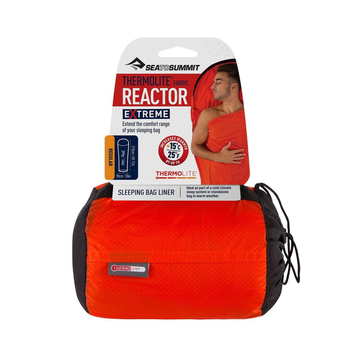 Sea to Summit Reactor Extreme Sleeping Bag Liner – Thermolite Pro Fabric, Infrared-Absorbing Warmth, Stretch-Knit, Drawcord Footbox – Cold Weather Thermal Boost