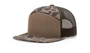 Richardson 168P Camo 7-Panel Snapback Trucker Hat - Seven-Panel Trucker Cap with Flat Bill