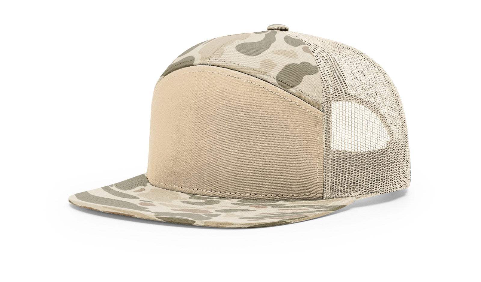 Richardson 168P Camo 7-Panel Snapback Trucker Hat - Seven-Panel Trucker ...