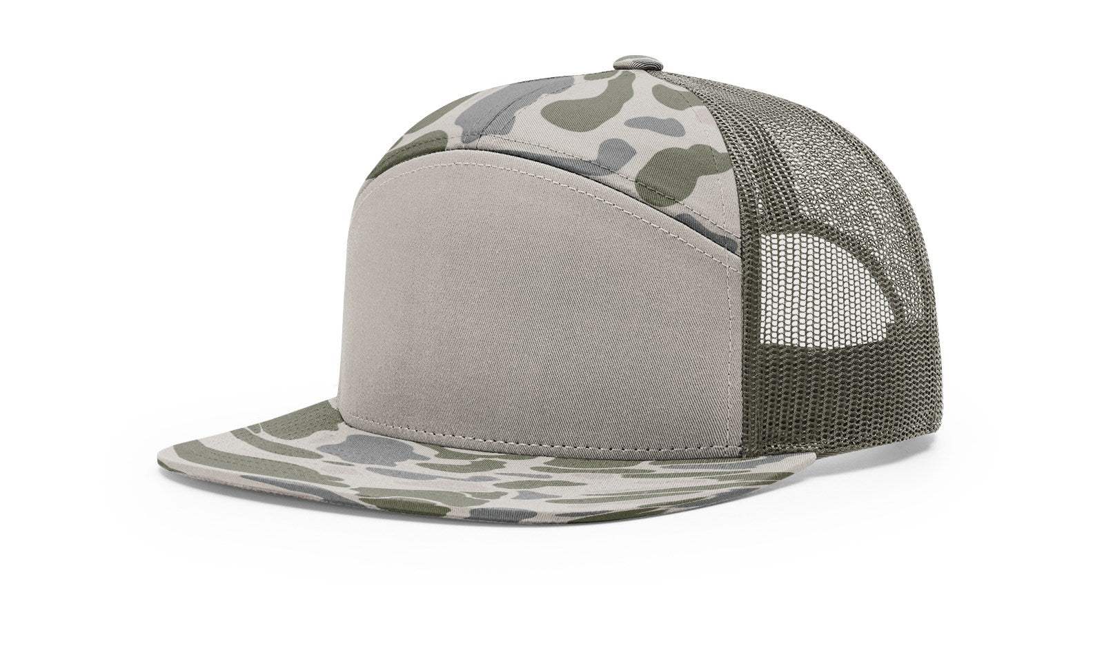 Richardson 7-Panel Arch Flat Bill Mesh Trucker Hat - Dark Green And Black