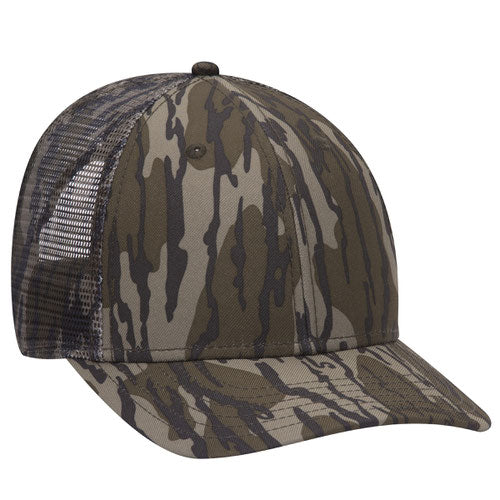 OTTO CAP® 171-1292  -  Mossy Oak Camouflage Superior Polyester Twill 6 Panel Low Profile Mesh Back Trucker Hat