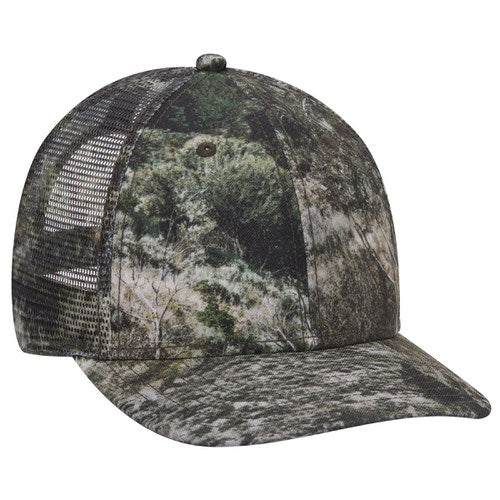 OTTO CAP® 171-1292  -  Mossy Oak Camouflage Superior Polyester Twill 6 Panel Low Profile Mesh Back Trucker Hat