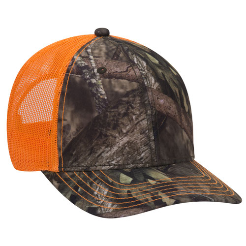 OTTO CAP® 171-1293  - Mossy Oak Camouflage 6 Panel Low Profile Mesh Back Trucker Hat