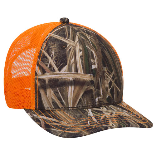 OTTO CAP® 171-1293  - Mossy Oak Camouflage 6 Panel Low Profile Mesh Back Trucker Hat