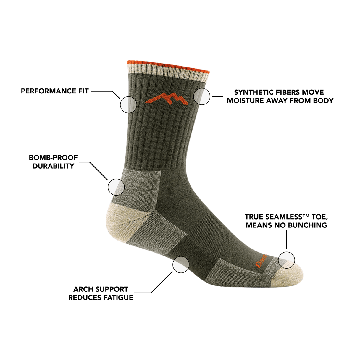Darn Tough 1931 Hiker CoolMax Micro Crew Midweight Socks - Men's - Moisture-Wicking, Quick-Dry, Seamless Comfort for Summer Hiking