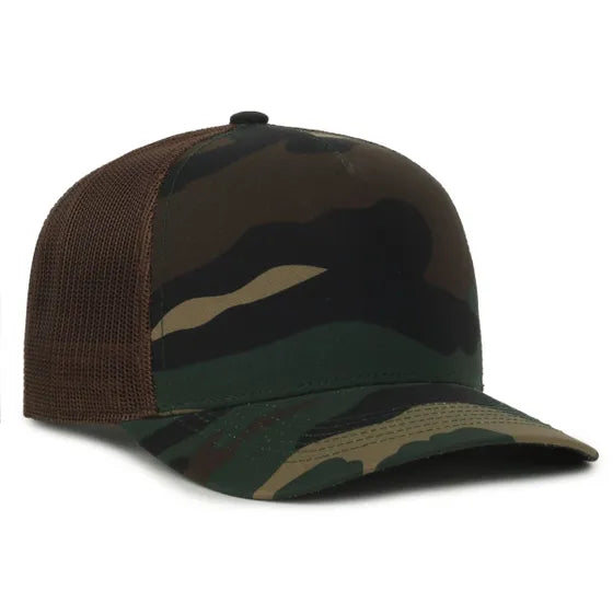 Outdoor Cap GC101 5-Panel Camo Mesh Back Hat – Structured Pro Round Crown Cap