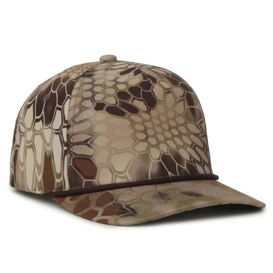 Outdoor Cap 551 Camo Perforated 5-Panel Trucker Hat – High Crown, Structured Polyester Camo Cap with Moisture-Wicking Sweatband