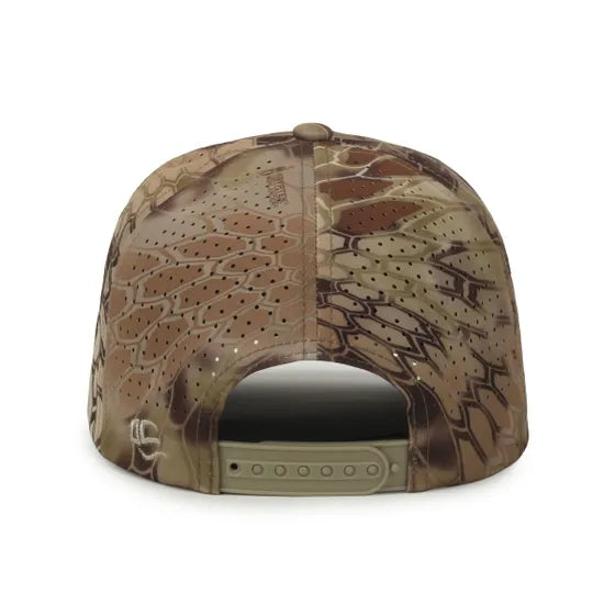 Outdoor Cap 551 Camo Perforated 5-Panel Trucker Hat – High Crown, Structured Polyester Camo Cap with Moisture-Wicking Sweatband
