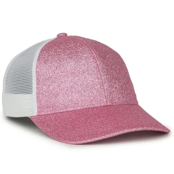 Outdoor Cap OCGLTR Glitter Trucker Hat – Ladies' Low-Crown Mesh-Back Snapback Cap