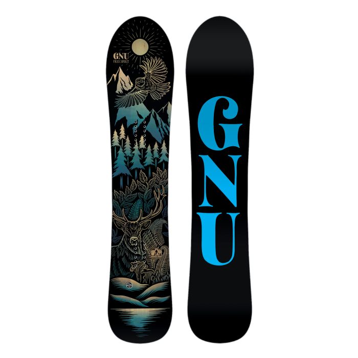 GNU Free Spirit Snowboard - Women's 2025 | Directional All-Mountain Snowboard with Volume-Shifted Shape, Carbon Power Bands, and Magne-Traction