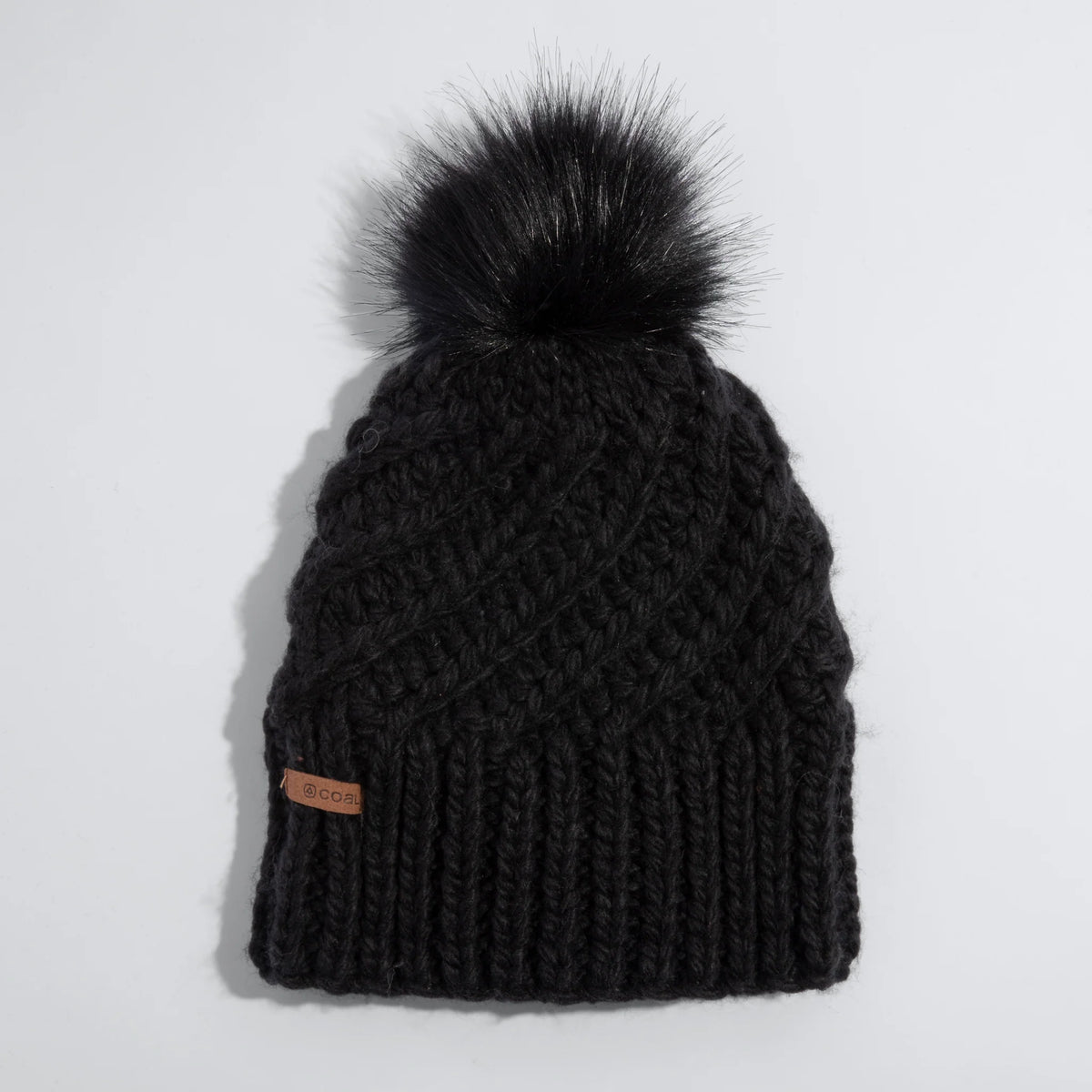 Coal Maizy Beanie – Handknit Beanie with Faux Fur Pom