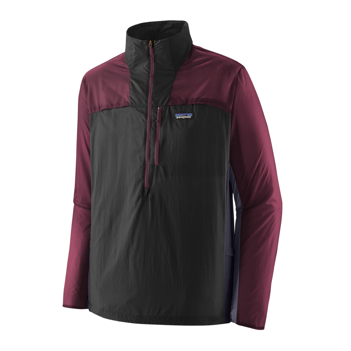 Patagonia Men's Houdini Stash 1/2 Zip Pullover - Black w/Berry Fig