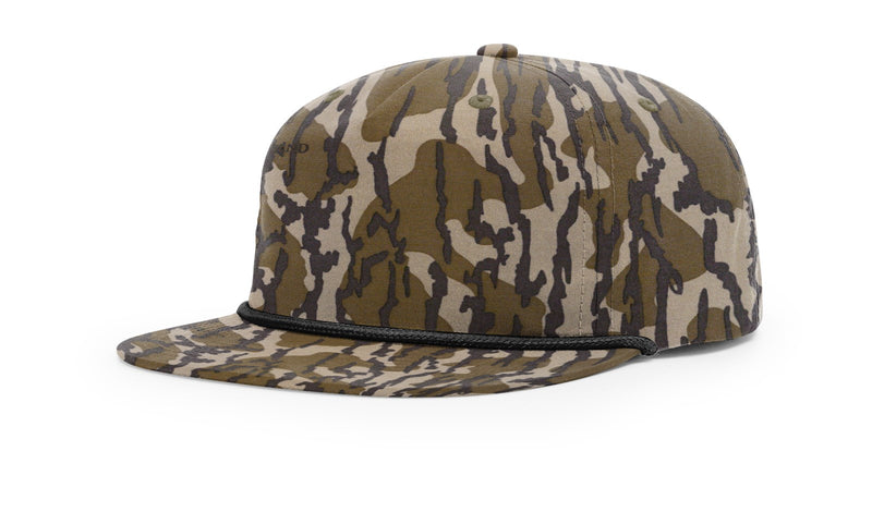 Richardson 256P Camo Umpqua Rope Snapback Five-Panel Baseball Cap - Comfortable Camo Trucker Cap with Flat Bill and Mesh Flip-Up Stay