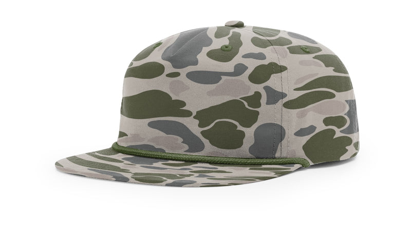 Richardson 256P Camo Umpqua Rope Snapback Five-Panel Baseball Cap - Comfortable Camo Trucker Cap with Flat Bill and Mesh Flip-Up Stay