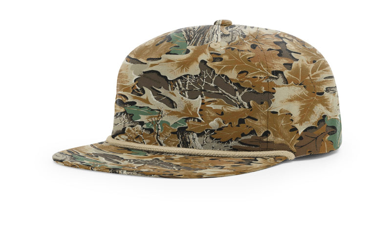 Richardson 256P Camo Umpqua Rope Snapback Five-Panel Baseball Cap - Comfortable Camo Trucker Cap with Flat Bill and Mesh Flip-Up Stay