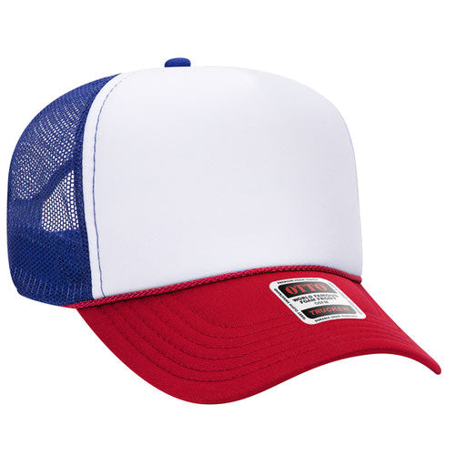 OTTO CAP 32-467 - 5 Panel Mid Profile Mesh Back Trucker Hat