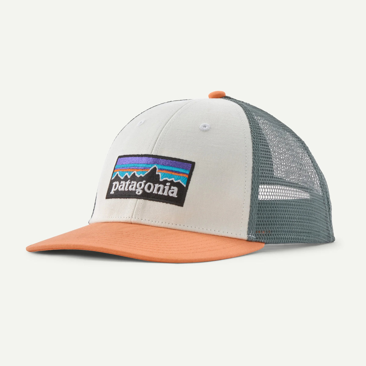Patagonia P-6 Logo LoPro Trucker Hat – White with Redtail Rust