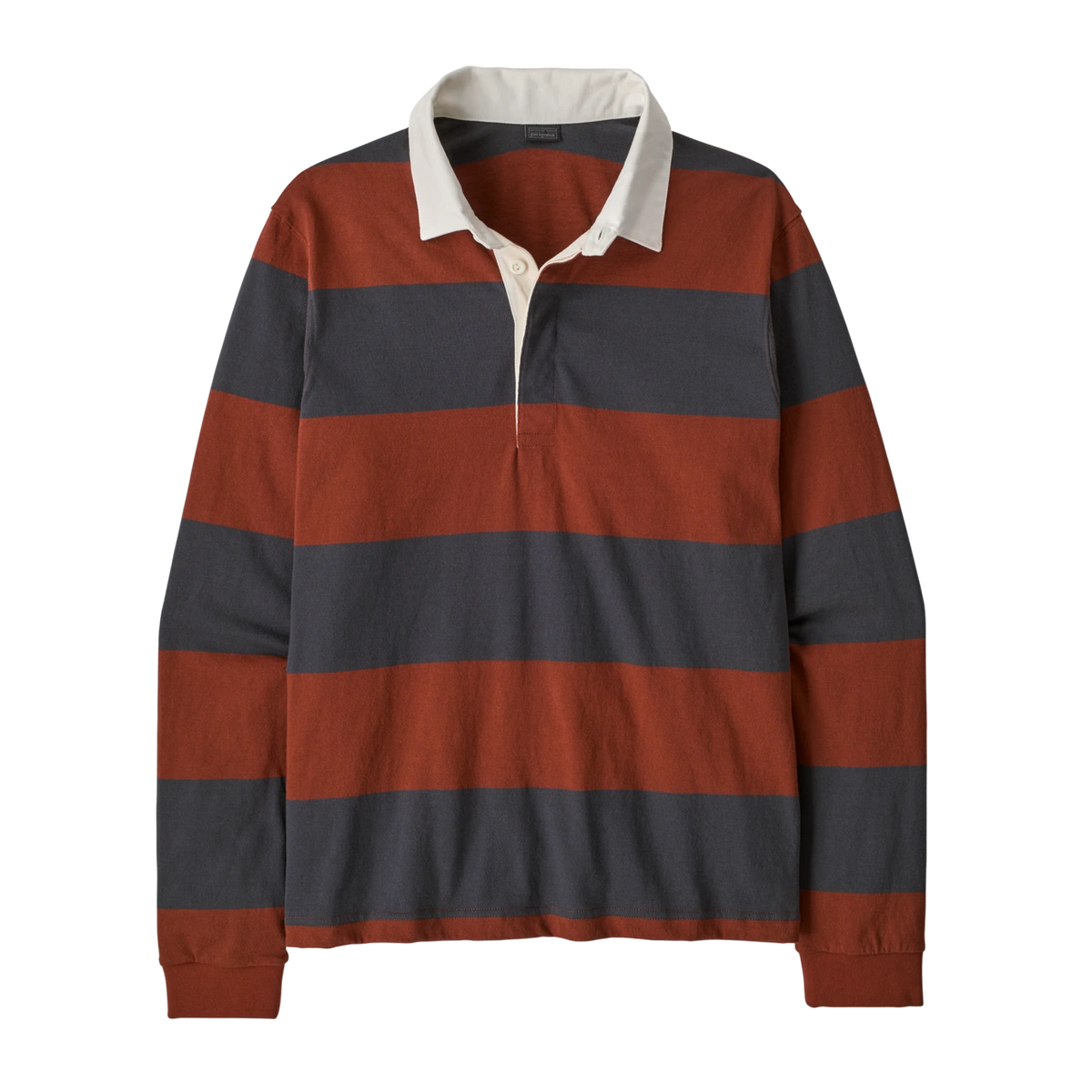 Patagonia L/S Rugby Shirt - WIDE STRIPE: RUSTY RED