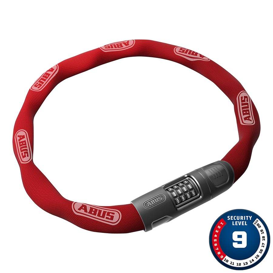 ABUS 8808C Chain Lock – 8mm Hardened Steel, 85cm Length, Resettable Combination, Soft-Touch Sleeve