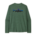 Patagonia Men's L/S Cap Cool Daily Shirt Fitz Roy Trout - Canopy Green/Light Canopy Green X-Dye