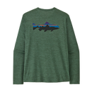 Patagonia Men's L/S Cap Cool Daily Shirt Fitz Roy Trout - Canopy Green/Light Canopy Green X-Dye
