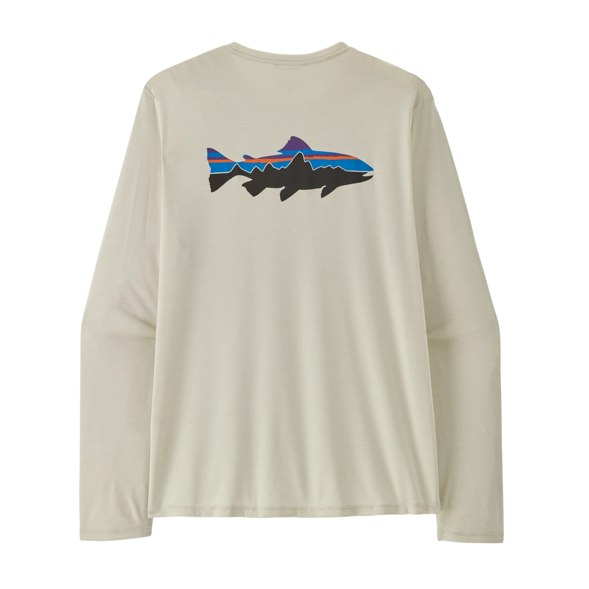Patagonia Men's L/S Cap Cool Daily Shirt Fitz Roy Trout - Dyno White