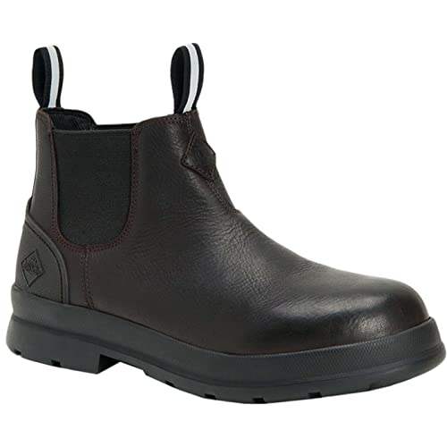 Muck Boot Men's Chore Farm Leather Chelsea Boot – Waterproof, Slip-Resistant, Memory Foam Footbed, Soft Toe