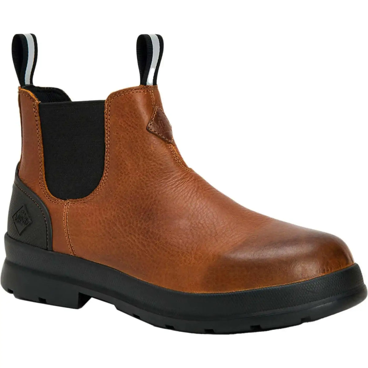 Muck Boot Men's Chore Farm Leather Chelsea Boot – Waterproof, Slip-Resistant, Memory Foam Footbed, Soft Toe