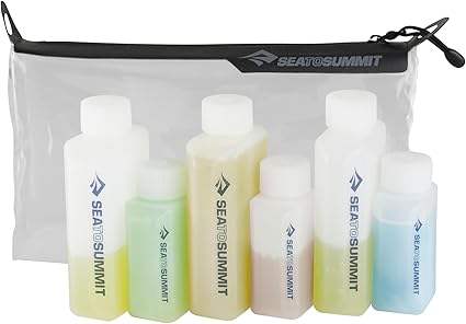Sea to Summit TPU Clear Zip Pouch with 6 Leakproof Bottles – TSA-Approved Travel Kit