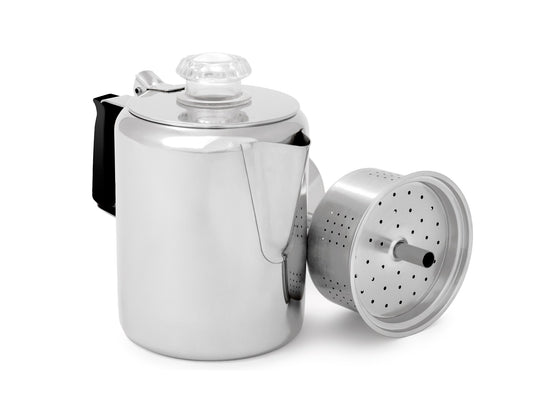 GSI Outdoors Glacier Stainless 12 Cup Coffee Percolator with Silicone Handle