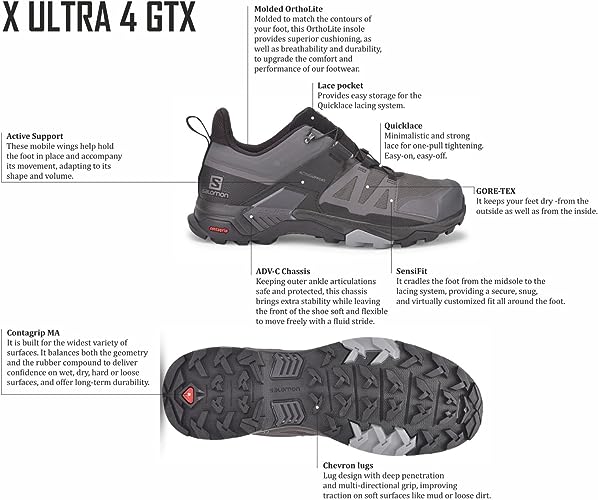 Salomon X Ultra 4 Men's Trail Hiking Shoe Gore Tex Men's Low Hiking Shoe