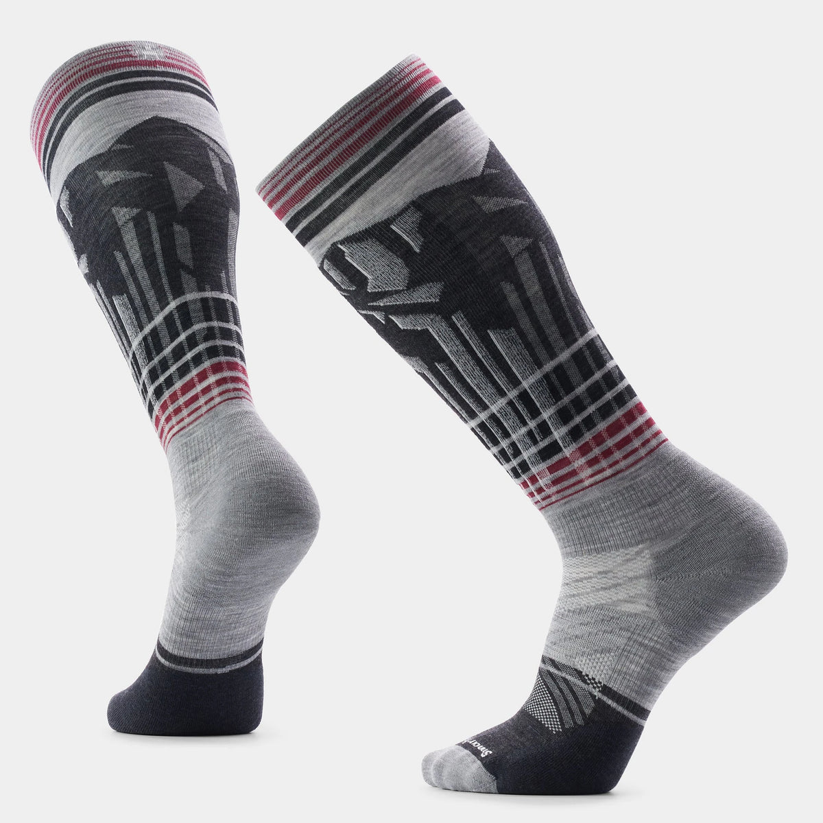 Smartwool Ski Targeted Cushion Summit Shot Over The Calf Socks in Light Gray
