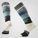Smartwool Women's Snowboard Full Cushion Twilight Vista Print Over The Calf Socks in Moonbeam
