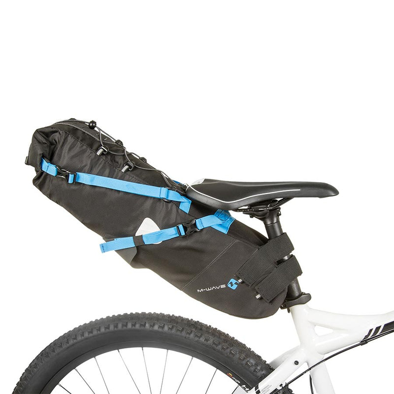 M-Wave Rough Ride Seat Bag -  Heavy-Duty Waterproof Gear Bag with Roll Cover and Multi-Attachment System