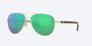Costa Peli Brushed Gold Sunglasses – Green Mirror 580G Lenses for Luxurious Style and Superior UV Protection