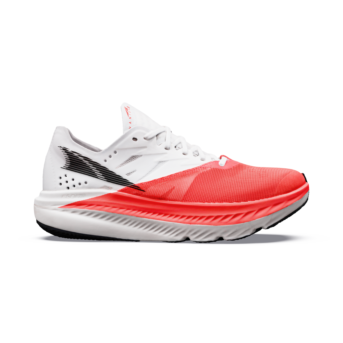 Altra Vanish Carbon 2 Women's road racing shoe in White/Silver/Fiery Coral