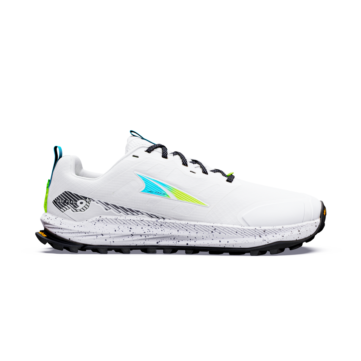 Altra Lone Peak 9+ Men's trail running shoe in White/Bluefish/Sharp Green