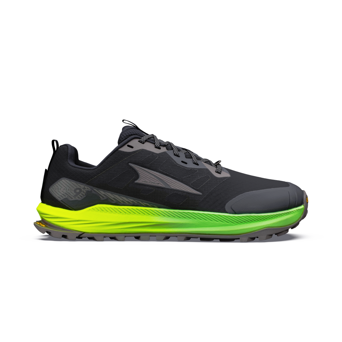 Altra Lone Peak 9+ Men's trail running shoe in Black/Dark Gull Grey