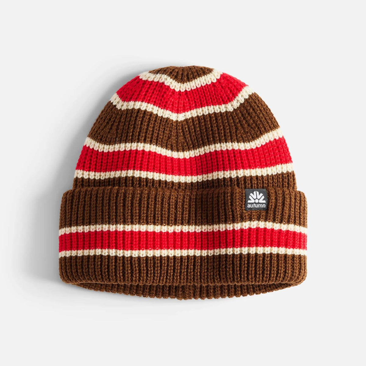 Autumn Slacker Beanie – Three-Color Stripe