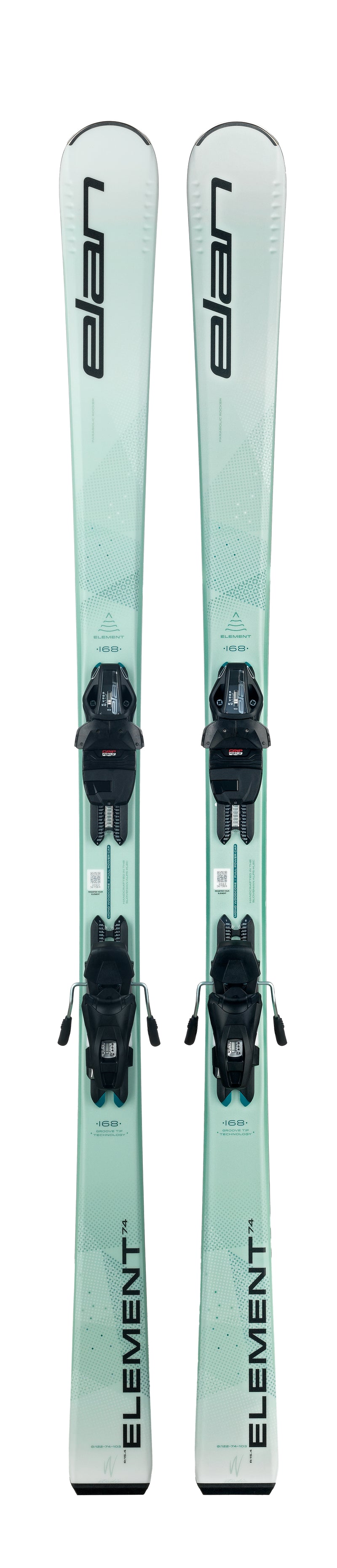 Elan Element 74 White Skis + LS EL 9.0 GW Binding System - Women's 2025 | Ideal Ski for Women Beginners and Intermediates with Easy Turn and Adjustable Bindings