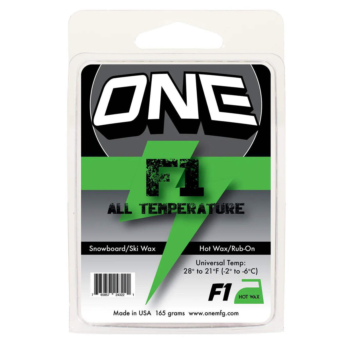 One Ball F-1 Hot Wax - All Temp - 165g -Durable, High-Speed All-Temperature Wax for Ski and Snowboard